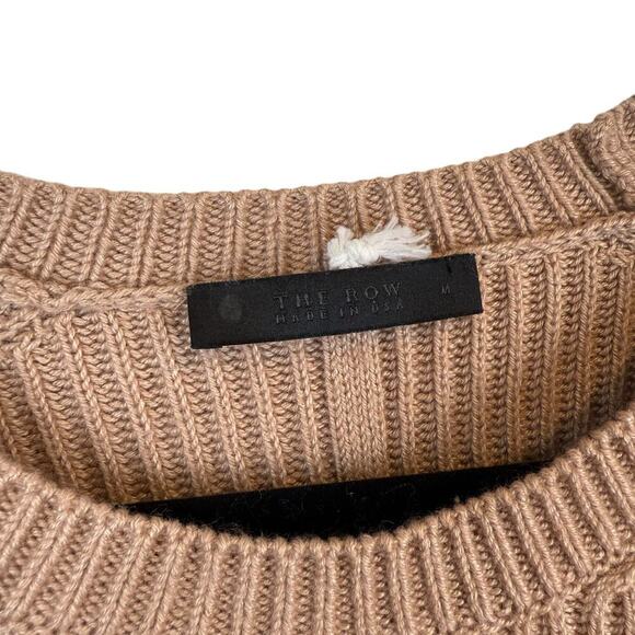 The Row Cashmere Silk Blend Ribbed Crew Neck Pullover Sweater USA Brown Medium - Picture 2 of 7